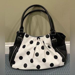 Apt. 9 black and white polka dot faux leather purse